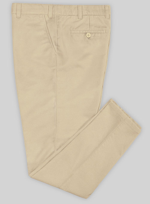 Beige Feather Cotton Canvas Stretch Chino Pants - Click Image to Close