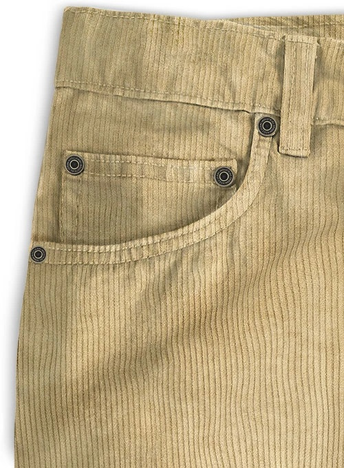 Beige Thick Corduroy Jeans - 8 Wales