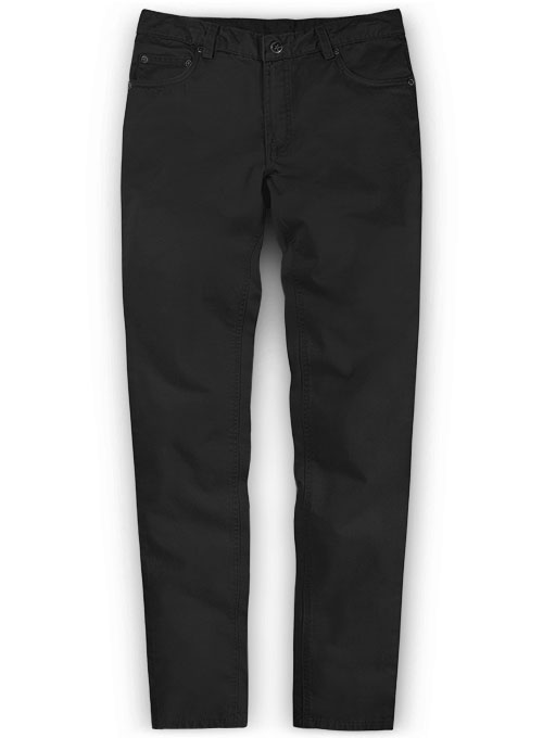 Black Feather Cotton Canvas Stretch Jeans