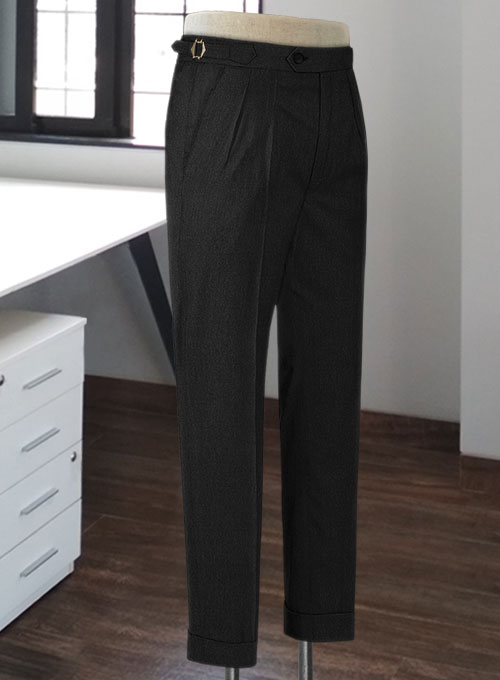 Black Highland Flannel Wool Trousers