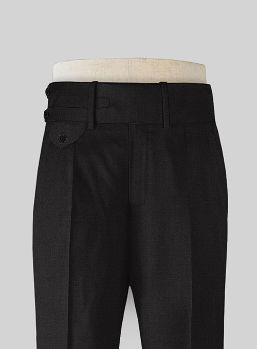 Black Merino Double Gurkha Wool Trousers