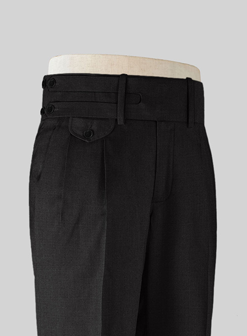 Black Merino Double Gurkha Wool Trousers