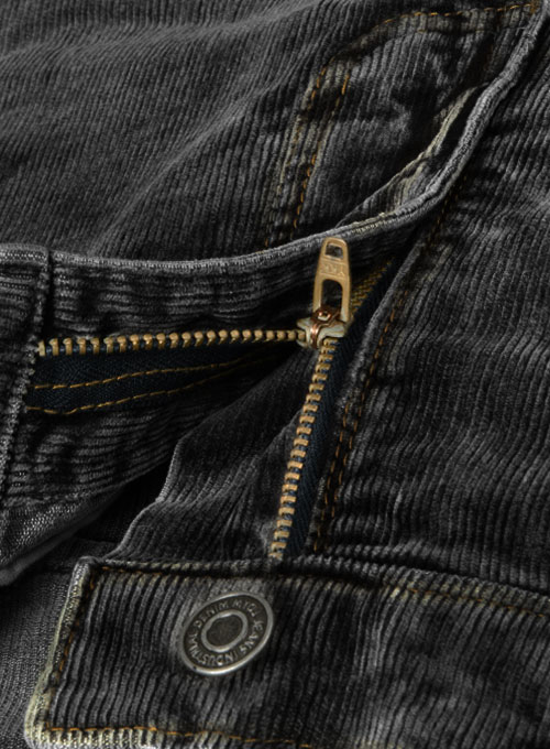 Slate Black Corduroy Stretch Jeans - Blast Wash - Click Image to Close