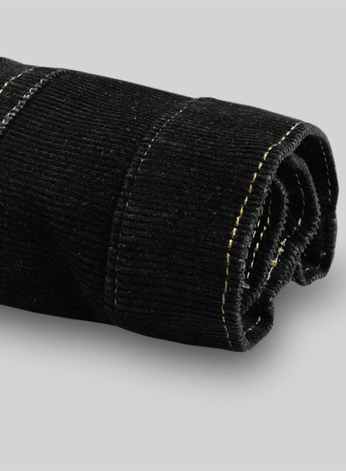 Slate Black Corduroy Stretch Jeans - Treated Hard Wash