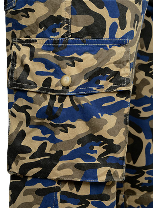 Blue Camo Cargo Shorts