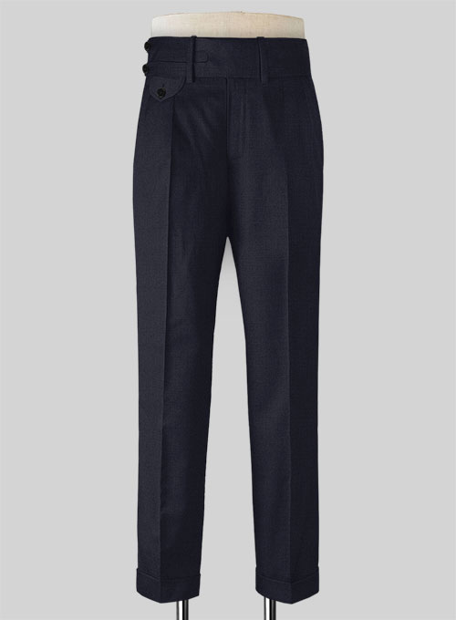 Blue Merino Double Gurkha Wool Trousers