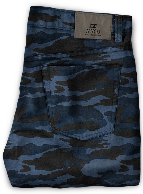 Blue Stretch Camo Jeans - Click Image to Close