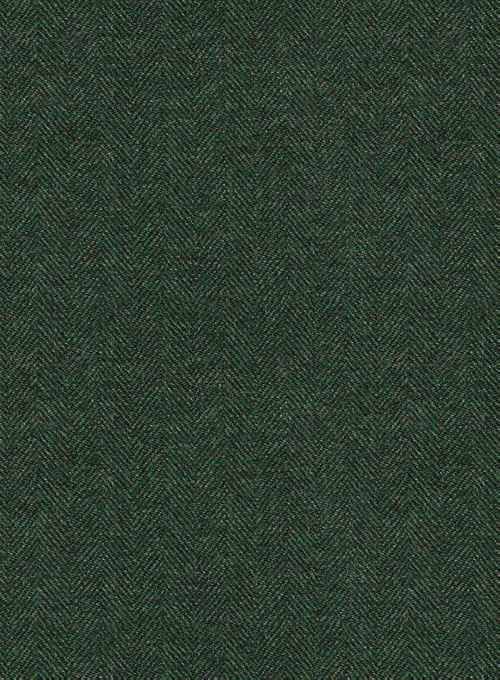 Bottle Green Herringbone Highland Tweed Trousers - Click Image to Close