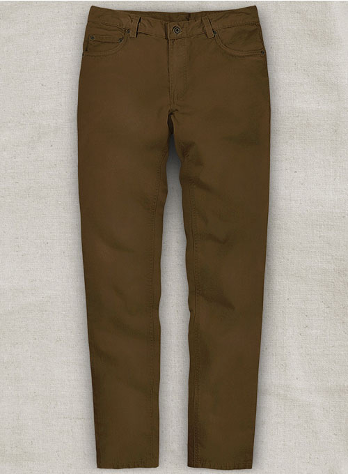 Brown Feather Cotton Canvas Stretch Jeans Made To Measure Custom Jeans For Men And Women 6121