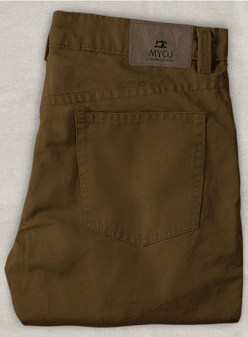 Brown Feather Cotton Canvas Stretch Jeans