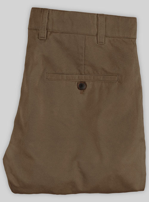 Brown Feather Cotton Canvas Stretch Chino Pants - Click Image to Close