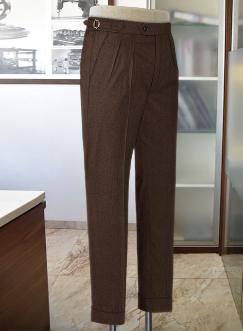 Brown Highland Flannel Wool Trousers - Click Image to Close