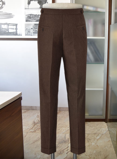 Brown Highland Flannel Wool Trousers - Click Image to Close