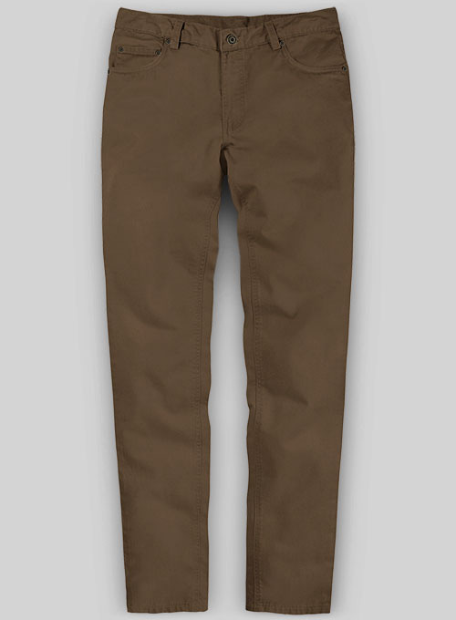 Brown Feather Cotton Canvas Stretch Jeans