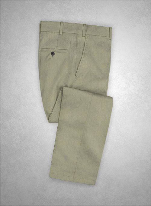 Caccioppoli Herringbone Solar Green Cotton Pants