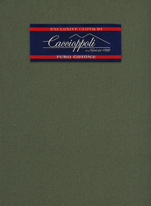 Caccioppoli Cotton Gabardine Oak Green Pants - Click Image to Close