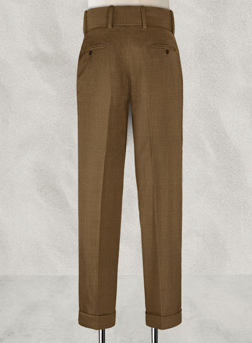 Caramel Brown Double Gurkha Wool Trousers