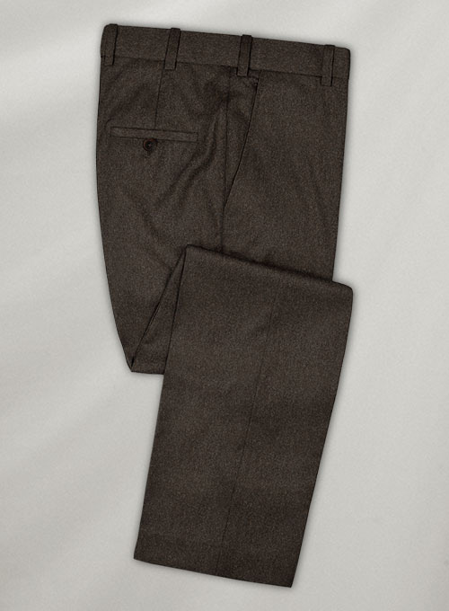 Coffee Brown Flannel Wool Pants