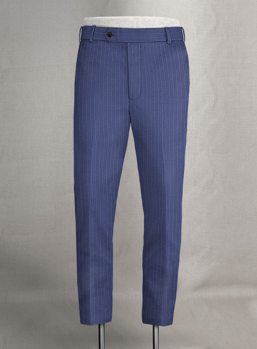 Chalkstripe Wool Royal Blue Pants - Click Image to Close