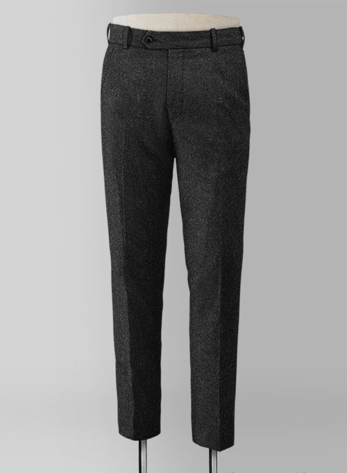 Charcoal Herringbone Tweed Pants - Click Image to Close