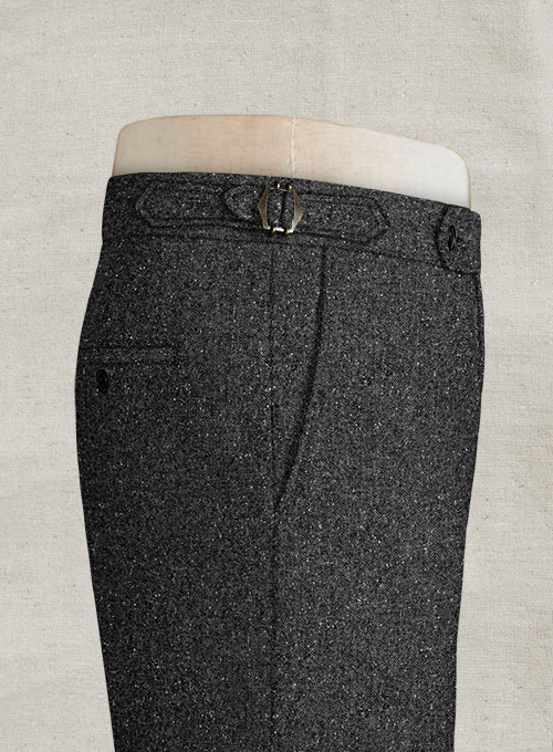 Charcoal Flecks Donegal Highland Tweed Trousers