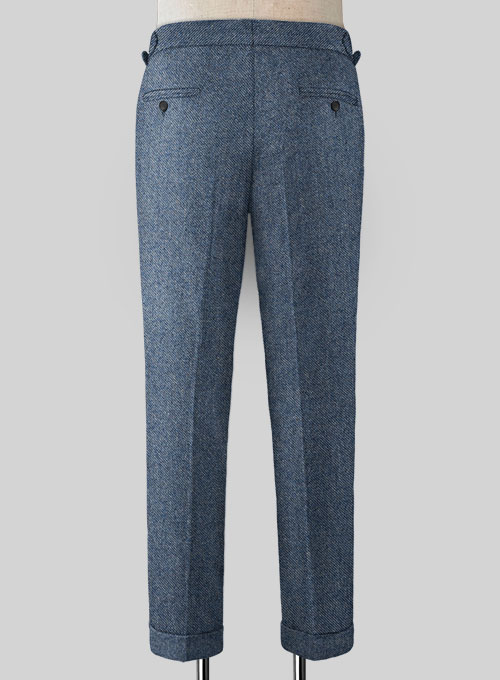 Classic Blue Denim Highland Tweed Trousers - Click Image to Close