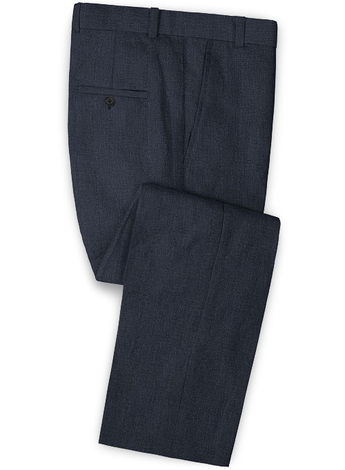 Dark Blue Pure Linen Pants