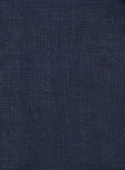 Dark Blue Pure Linen Pants - Click Image to Close