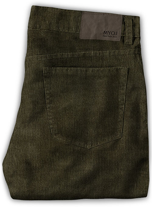 Dark Olive Corduroy Jeans Made To Measure Custom Jeans For Men And Women Makeyourownjeans®