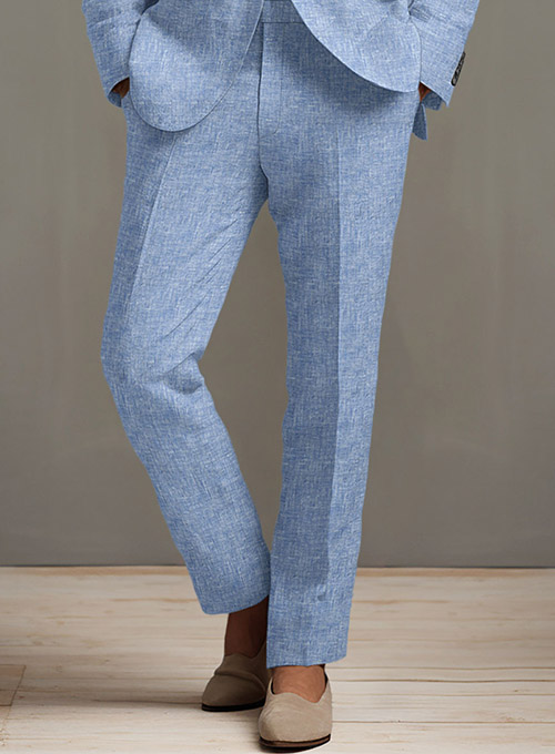 Desert Blue Linen Pants - Click Image to Close