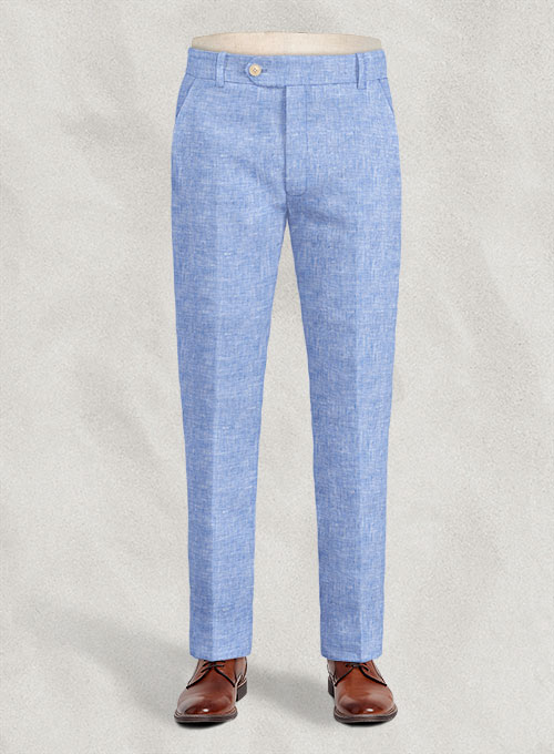 Italian Sky Blue Linen Pants : Made To Measure Custom Jeans For Men &  Women, MakeYourOwnJeans®