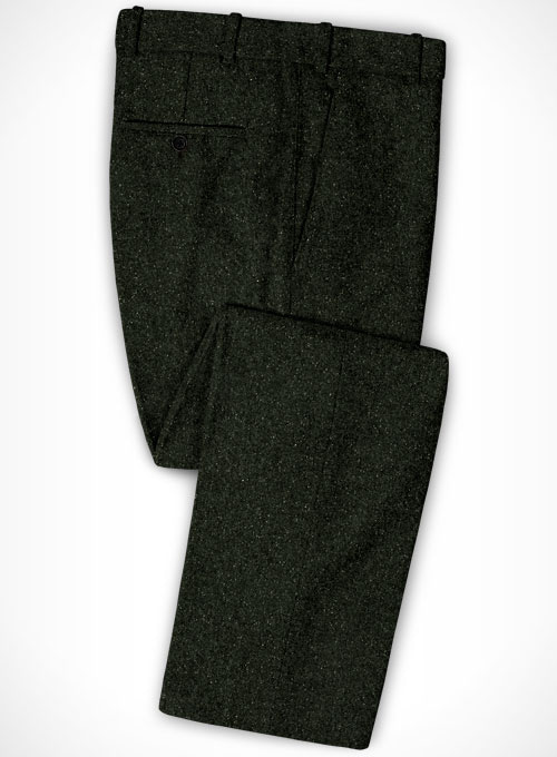 Dark Olive Flecks Donegal Tweed Pants
