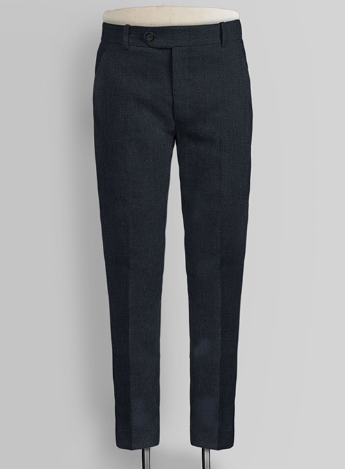 Dark Blue Pure Linen Pants - Click Image to Close