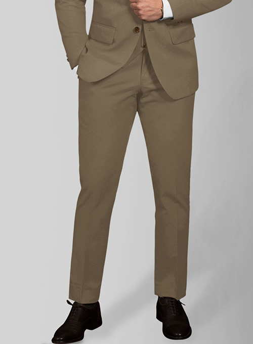 Earthy Brown Cotton Power Stretch Chino Pants - Click Image to Close