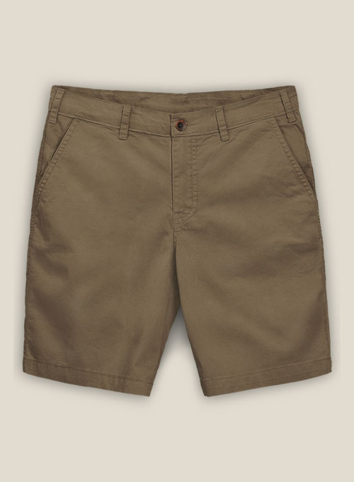 Earthy Brown Cotton Power Stretch Chino Shorts