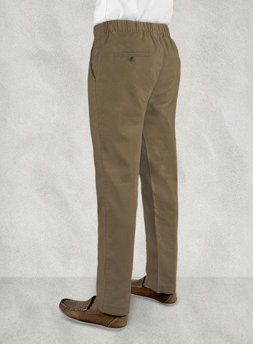 Easy Pants Dark Beige Cotton Canvas - Click Image to Close