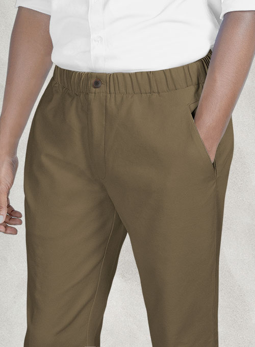 Easy Pants Dark Beige Cotton Canvas - Click Image to Close