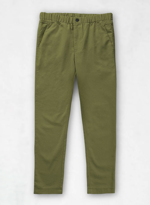 Easy Pants Green Cotton Canvas