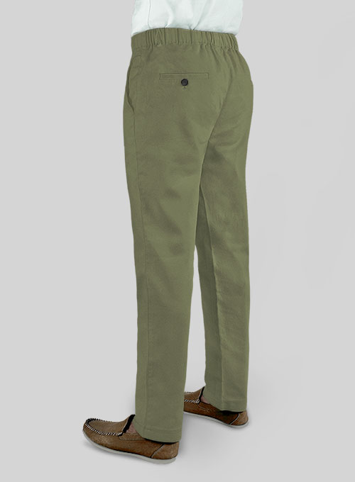 Easy Pants Green Cotton Canvas