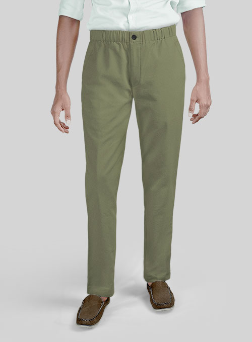 Easy Pants Green Cotton Canvas