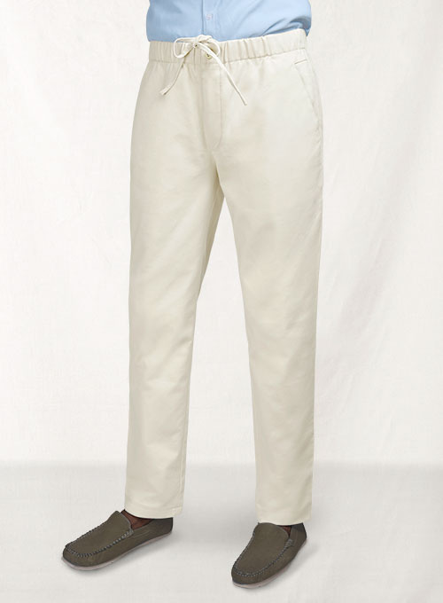 Easy Pants Light Beige Cotton Canvas - Click Image to Close