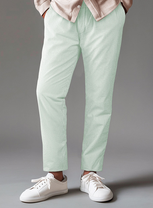 Easy Pants Light Green Seersucker