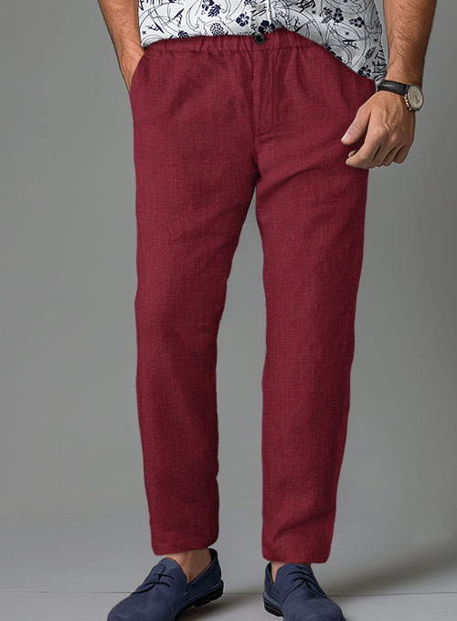 Easy Pants Moscow Maroon Pure Linen