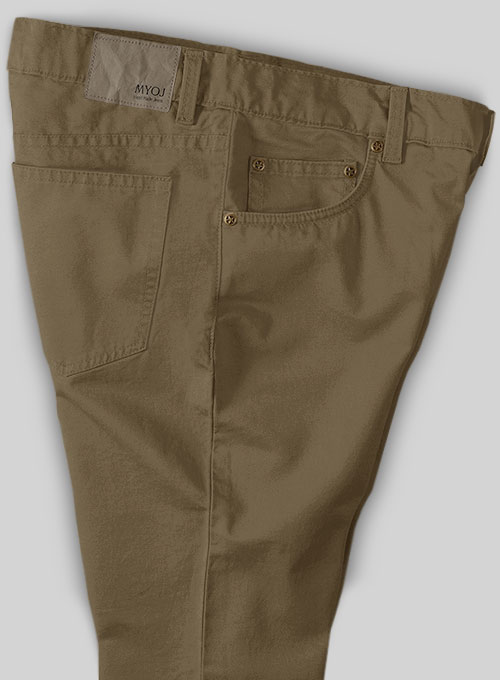 Earthy Brown Cotton Power Stretch Chino Jeans - Click Image to Close