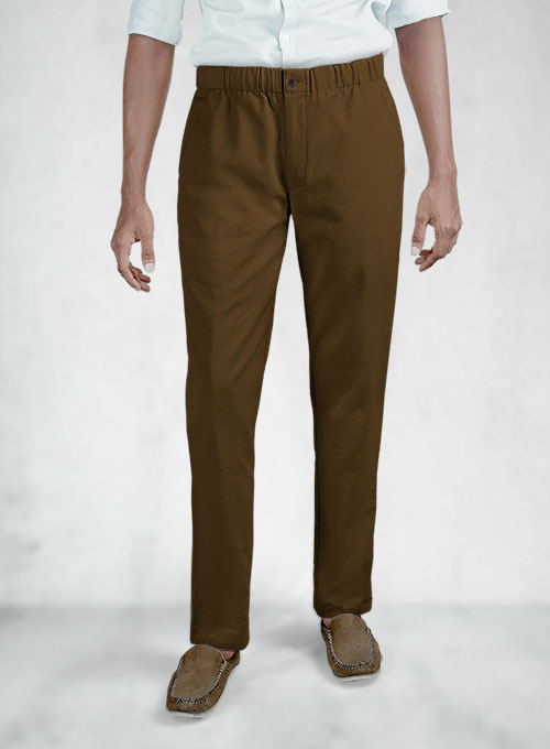 Easy Pants Brown Cotton Canvas