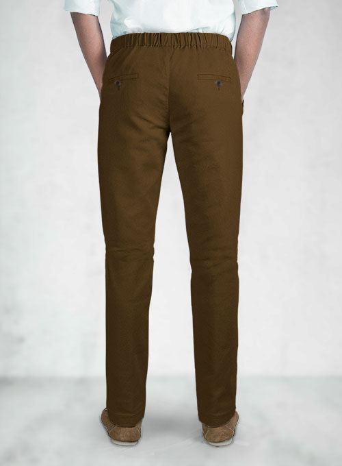 Italian Dark Brown Cotton Stretch Pants : Made To Measure Custom