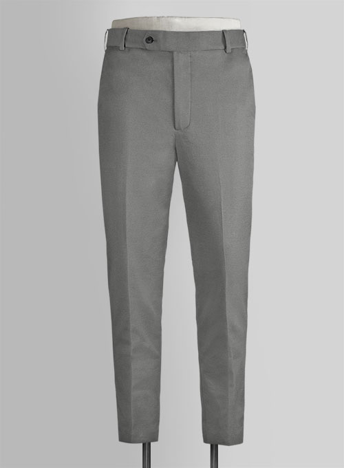 Gray Feather Cotton Canvas Stretch Pants