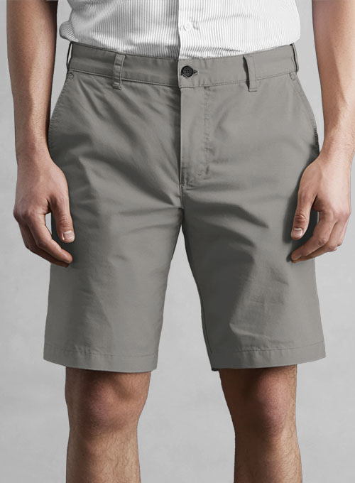 Gray Feather Cotton Canvas Stretch Shorts