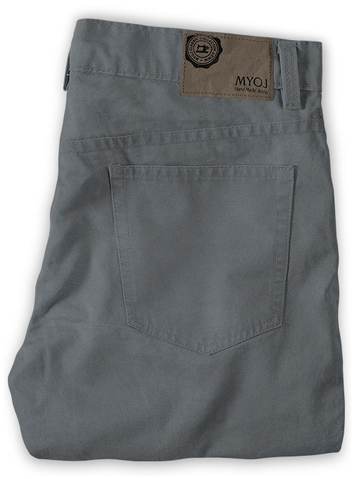 Gray Feather Cotton Canvas Stretch Jeans - Click Image to Close