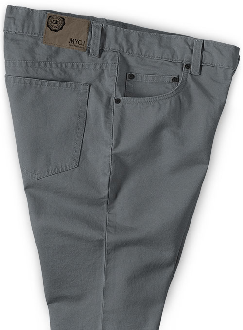 Gray Feather Cotton Canvas Stretch Jeans - Click Image to Close